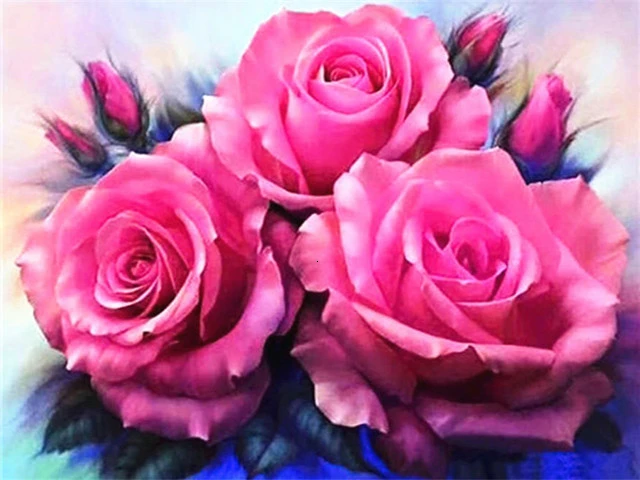 pink rose 3136 AZQSD алмазная вышивка розы крестиком 5D алмазная мозаика цветы рукоделие картина стразами декор для дома подарок - Цвет: pink rose 3136