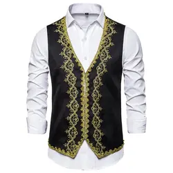 SHUJIN 2019 новый мужской Европейский Золотой инкрустированный рукав платье дворцовый студийный костюм черно-белый опера сценический жилет