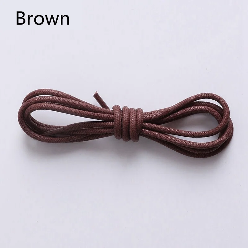 Brown 1 пара хлопковый, вощеный шнурки круглого кожаного ремешка, Водонепроницаемый шнурки для обуви Martin Ботинки шнурки 12 Цветов шнурке 80 100 120 140 см P2 - Цвет: Brown