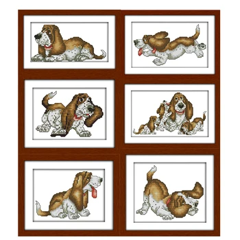 

Basset hound Stamp Cross Stitch Cartoons Dogs Printing Counted Cross Stitch 14CT 11CT Fabric Embroidery Handmade Needlework Sets