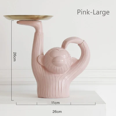 YuryFvna креативный поднос для обезьяны, украшение для дома, гостиной, фруктовая тарелка, персонализированный поднос для хранения ключей - Цвет: Pink-Large