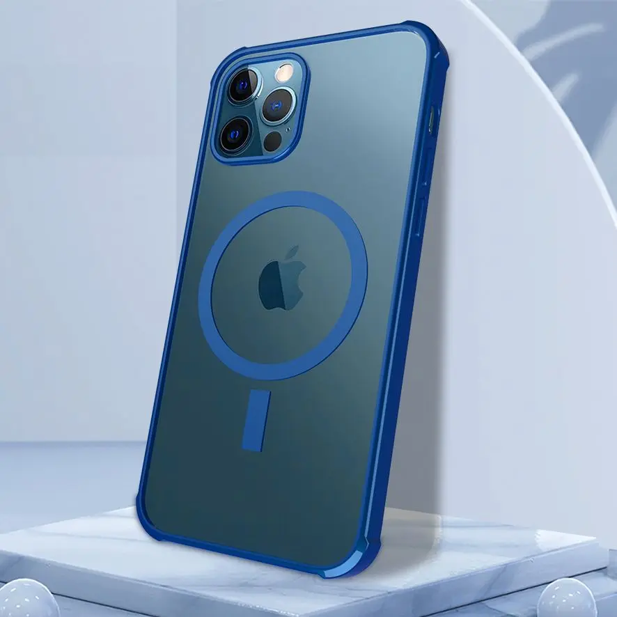 Clear Magnetic Electroplating Frame Anti-Drop 12 Big Hole 11 Fine Hole  Silicone Phone Case for iPhone 12 11 Pro Max Mini