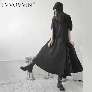 

Loose High Elastic Waist Black Pleated Split Joint Temperament Half-body Skirt Women Fashion Tide Spring Autumn 2020 2WS8