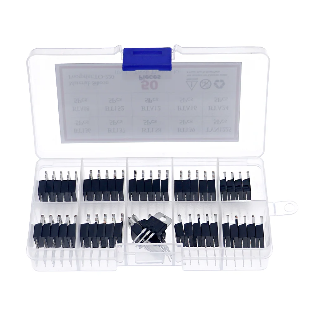 50Pcs 10 Values Triode Thyristor Kit BT136-600E BT137 BT138 BT139 TYN1225 BTA08 BT152 BTA12 BTA16 BTA24-600B With box