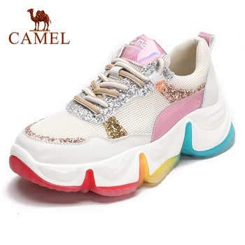 

CAMEL Women's Shoes Leisure Sports Shoes Women Clunky Sneakers Fahion Thick Sole Sneakr Shoes Rainbow Sole Shoes Multicolor Shoe