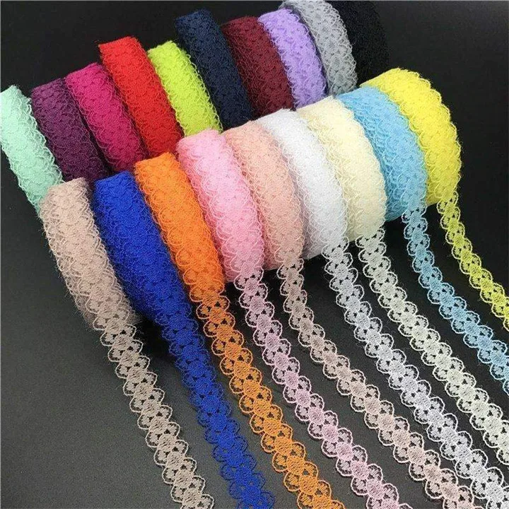 1   10yardslot 58 (15mm) Lace Ribbon Bilateral Handicrafts Embroidered Net Lace Trim Fabric Ribbon DIY Sewing Skirt Accessories