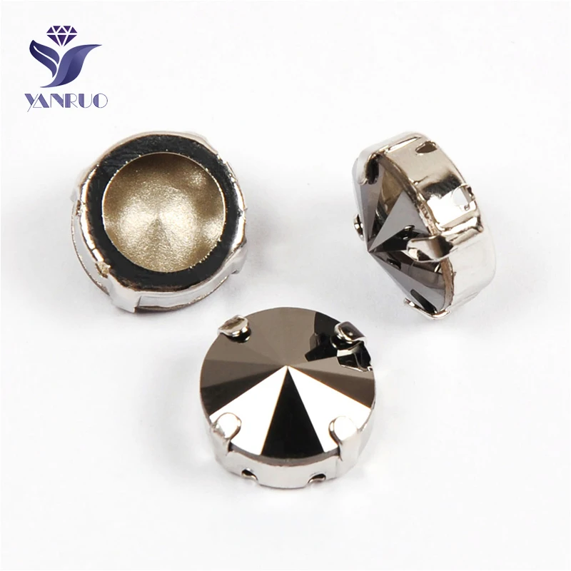 YANRUO 1122 All Sizes Jet Hematite Rivoli Point Back Glass Crystal Sewing And Crafts Strass Rhinestones For Jewelry Making | Дом и сад