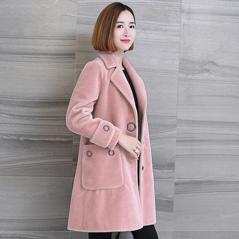 

Fashion 2020 Sheep Shearling Coat Female Winter Warm Real Wool Coats Fur Coat Women Jackets casaco feminino WYQ1146 s