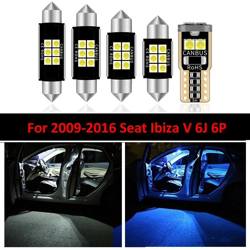 

Kindly 9 PCs/set LED License Plate Lamp Interior Map Dome Lights Kit For 2009-2016 Seat Ibiza V MK5 6J 6P Reading Ceiling Bulbs