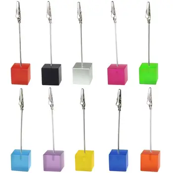 

Head Bopping Metal+Resin Square Multicolor Stand Picture Photo Card Holder Clips