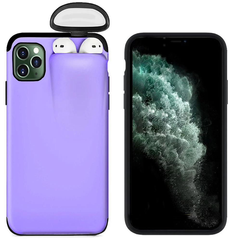 Purple Jetjoy чехол для iPhone 11 Pro Max чехол Xs Max Xr X 10 8 7 Plus чехол для AirPods 2 1 держатель Жесткий Чехол для AirPods чехол Лидер продаж - Цвет: Purple