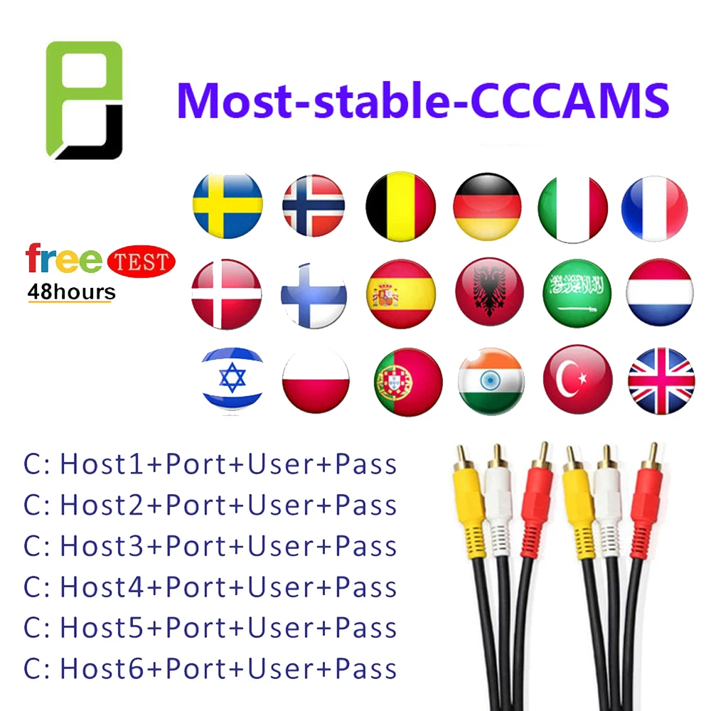 

DVB-S2 6 lines Clines for 1 Year Europe support Satellite TV Receiver GTmedia V8 Nova V7S V9 Freesat V7 Ccam Satellite Receiver