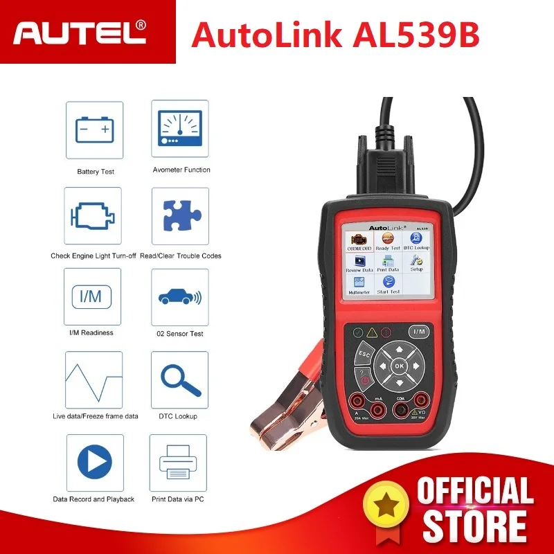 Autel Автоссылка AL539B OBD2 сканер Автомобильный Электрический тест er ODB2 код ридер OBD 2 диагностический инструмент для тестирования батареи PK al519