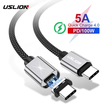 

USLION 5A PD 100W Fast charge Magnetic USB Cable For Type C To USB C Cable For MacBook Pro Magnet Wire Cord For Samsung Note 10