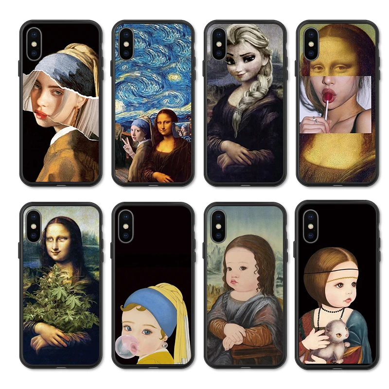 Mona Lisa Pat Phone Case For iphone 11 Pro Max X XS XR 8 7 6 5 6S Plus Soft Silicon Cover for iphone11 Painted paras etui Shell | Мобильные