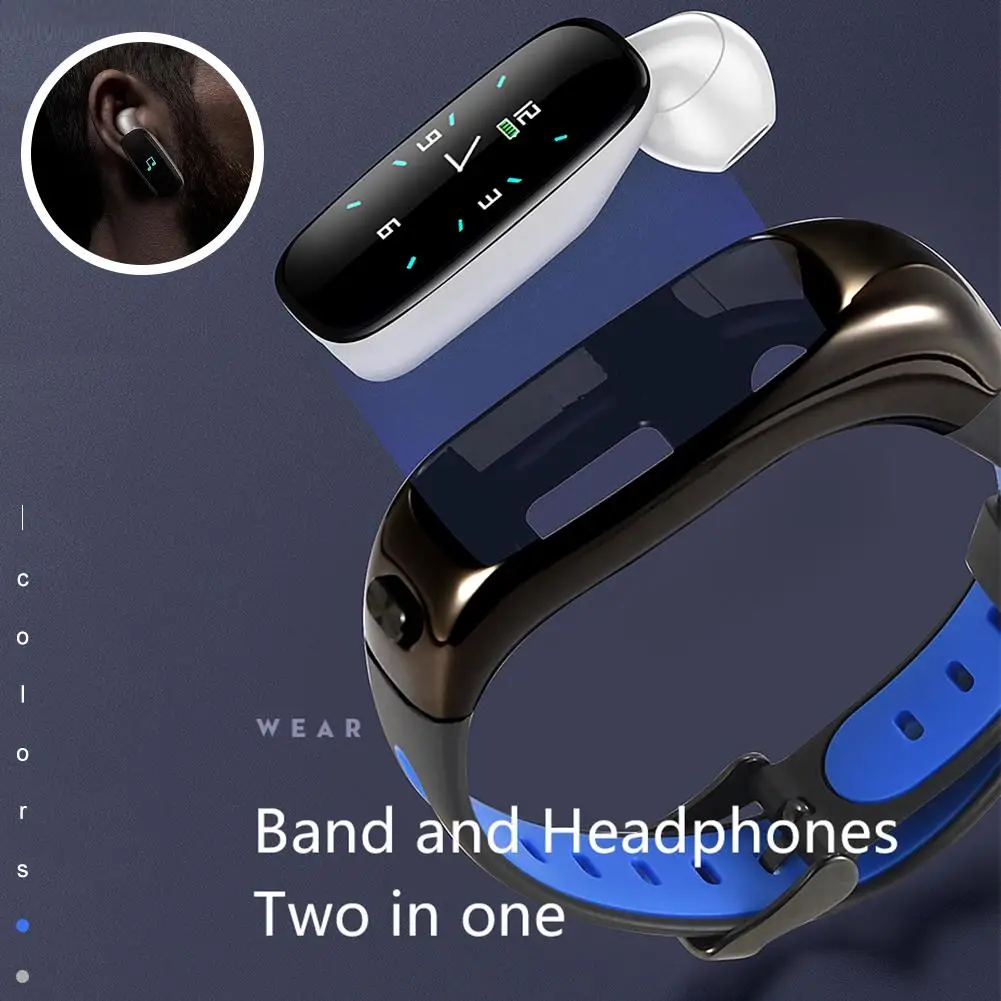 S1 Smart Bracelet Bluetooth Headset Two-in-One Talking Heart Rate Exercise Pedometer Multifunction Waterproof Bracelet Black
