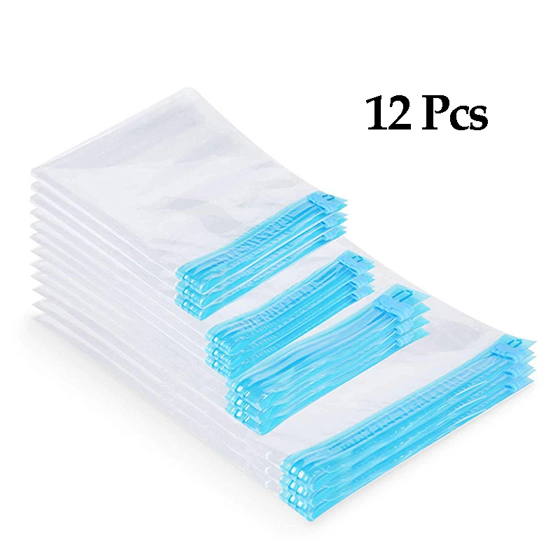 12 Pcs KT121 12 или 6 ручные Скручивающиеся Вакуумные сжатые мешки прозрачные сумки для одежды компактные сумки для путешествий дома герметичные компрессионные пакеты для хранения - Цвет: 12 Pcs KT121