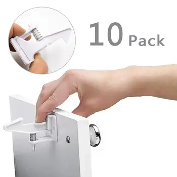 

10PC Home Refrigerator Fridge Freezer Door Lock Invisible Spring Child Safety Latches Easy Adhesive Proofing Cabinet Drawer Lock