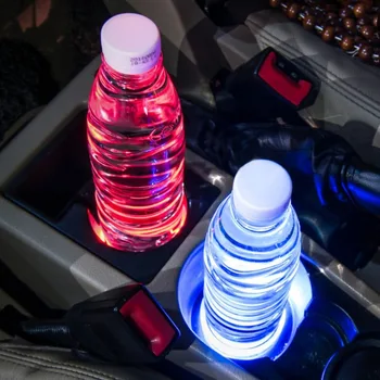 

Universal Car LED Cup Holder Practical Anti-Slip Cup Mat Light Coaster Solar Charging Led Lights Car Drink Coaster For Car SUV
