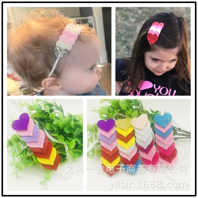 

Felt Heart Hair Band Infant Baby Baby Girl 8-Heart Hair Band Baby BABY'S FIRST Month Birthday Photographic Prop