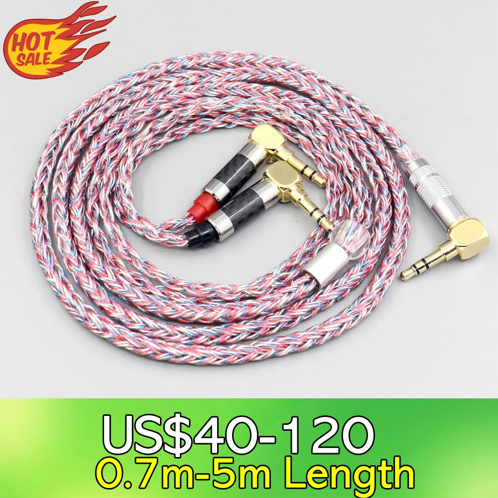 

16 Core Silver OCC OFC Mixed Braided Cable For Verum 1 One Headphone Headset L Shape 3.5mm Pin Earpohone LN007578