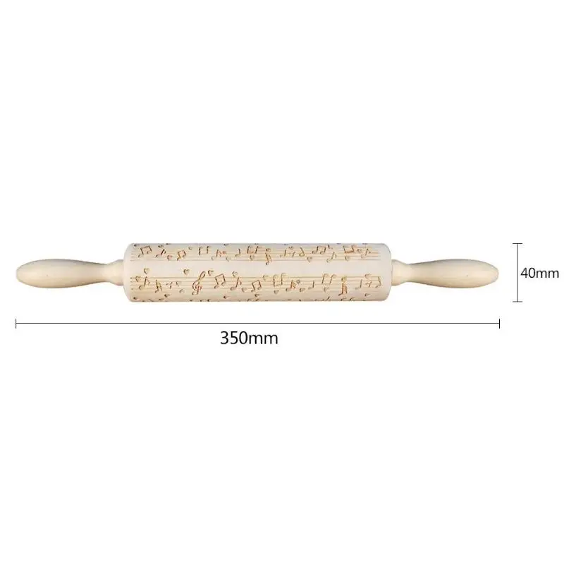 Музыкальная нота, деревянная скалка для тиснения «сделай сам» для выпечки печенья, гравированный трафарет, Рождественская лапша, печенье, торт, тесто, инструмент для раскатки