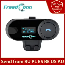 Freedconn TCOM-SC capacete da motocicleta fones de ouvido sem fio bt bluetooth intercom tela lcd fm rádio 2 pilotos