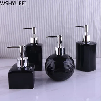 

New 1pcs black Ceramic Lotion Bottle Press-type Portable Conditioner Shower Gel Bottle Hotel Home Bathroom Decoration WSHYUFEI