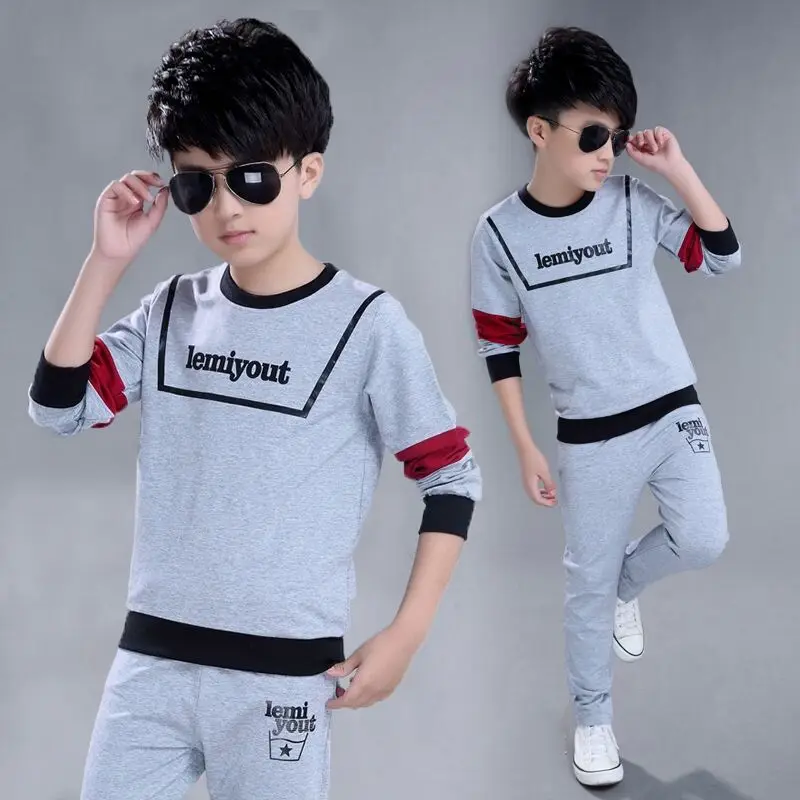 

Boys Clothes Sport Suit 2022 Autumn Casual Children Clothing Sets Letter T-shirt + Pants 2pcs Kids Tracksuit 5 6 8 9 10 12 Years