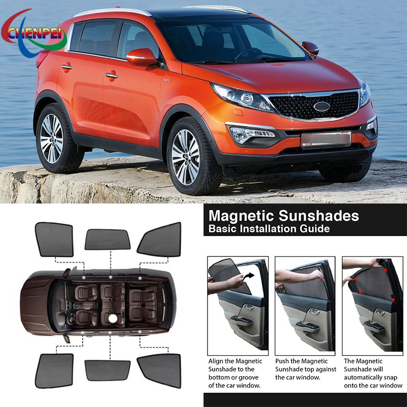 

For Kia Sportage 2010 Car Full Side Windows Magnetic Sun Shade UV Protection Ray Blocking Mesh Visor Car Decoration Accessories