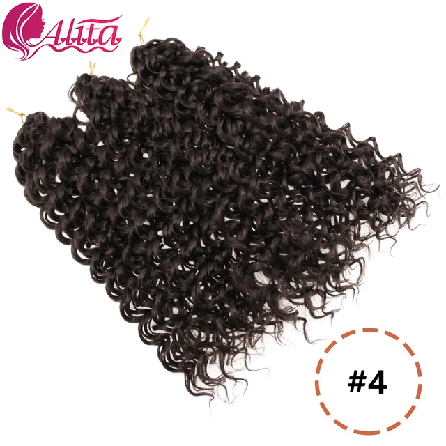 Wavy Strands Crochet Braid Hair10 14 &18inch Synthetic Ombre Wavy Curls Afro Curls Hair For Women Low Tempreture Deep Wave #4
