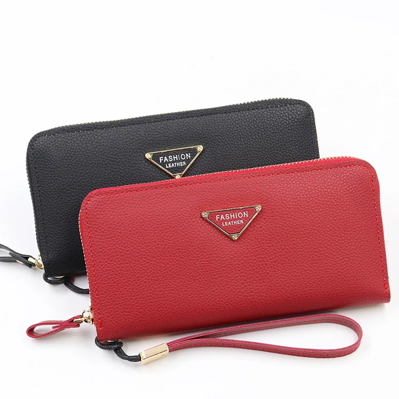 

1Pcs Female Wallet PU Leather Long Purse Black/Red Famous for Women Large Capacity Card Holder Fashion Phone Clutch