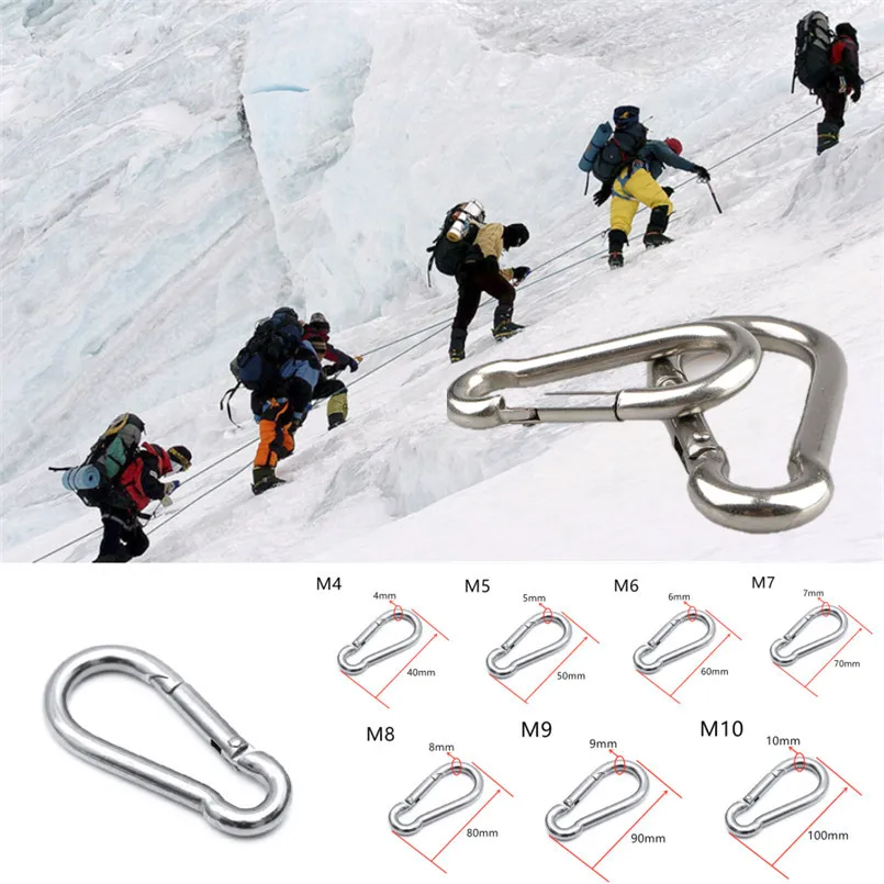

Stainless Steel 304 Spring Snap Hook Carabiner Various sizes carabiner keychain Stainless Steel Clips for Flags Climbing(M4-M10)