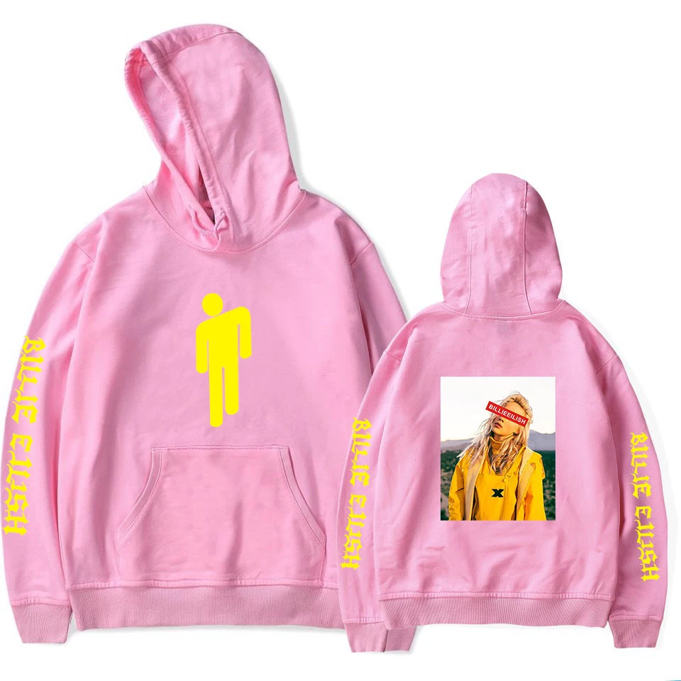 Billie eilish hoodie Pullover Oversized Hoodie Streetwear Sweatshirts Hoodies Women/Men Hoodies Casual hip hop Long Hoodies - Цвет: pink-2