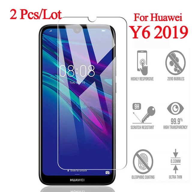 2 шт протектор экрана из закаленного стекла для Huawei Y6 2019 Защитная пленка Pro Y6Prime
