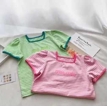 

2020 Hot Selling Baby Girls Striped T-Shirt Summer Kids Girls Top Tees Girl Clothes 1-6 Years