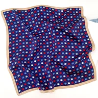 100% Pure Silk Scarf Women Neck Hair Band Foulard Square Small Headband 2024 Fashion Print Neckerchief Scarves Bandana 53*53cm 2
