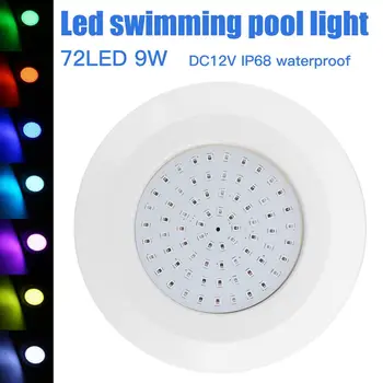 

72LED 9W Underwater Swimming Pool Light Spa Pond Lamp DC12V IP68 Waterproof RGB with Controller Support Dropshipping