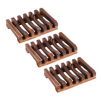 

3pc Wood Soap Dish Practical Classic Nature Antiseptic Soap Container Soap Holder Soap Dish for Home Toilet Bathroom