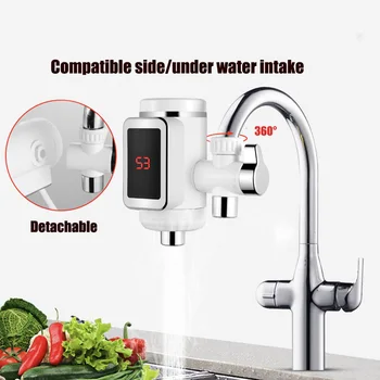 

Electric Free- Installation Hot Faucet Water Heater Kitchen Cold Heating Faucet Tankless Digital Instantaneous Water Tap