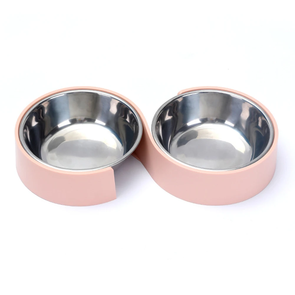 S-shape Bowl Feeder Cat Puppy Feeding Supplies Stainless Steel Pet Drinking Dish Household Animal Dogs Ornaments