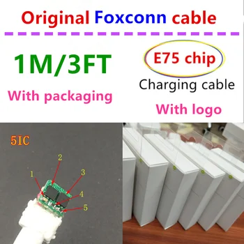 

100Pcs/lot 100% Genuine Original 1m/3ft E75 Chip OD: 3.0mm Data USB charger Cable for Foxconn with packaging