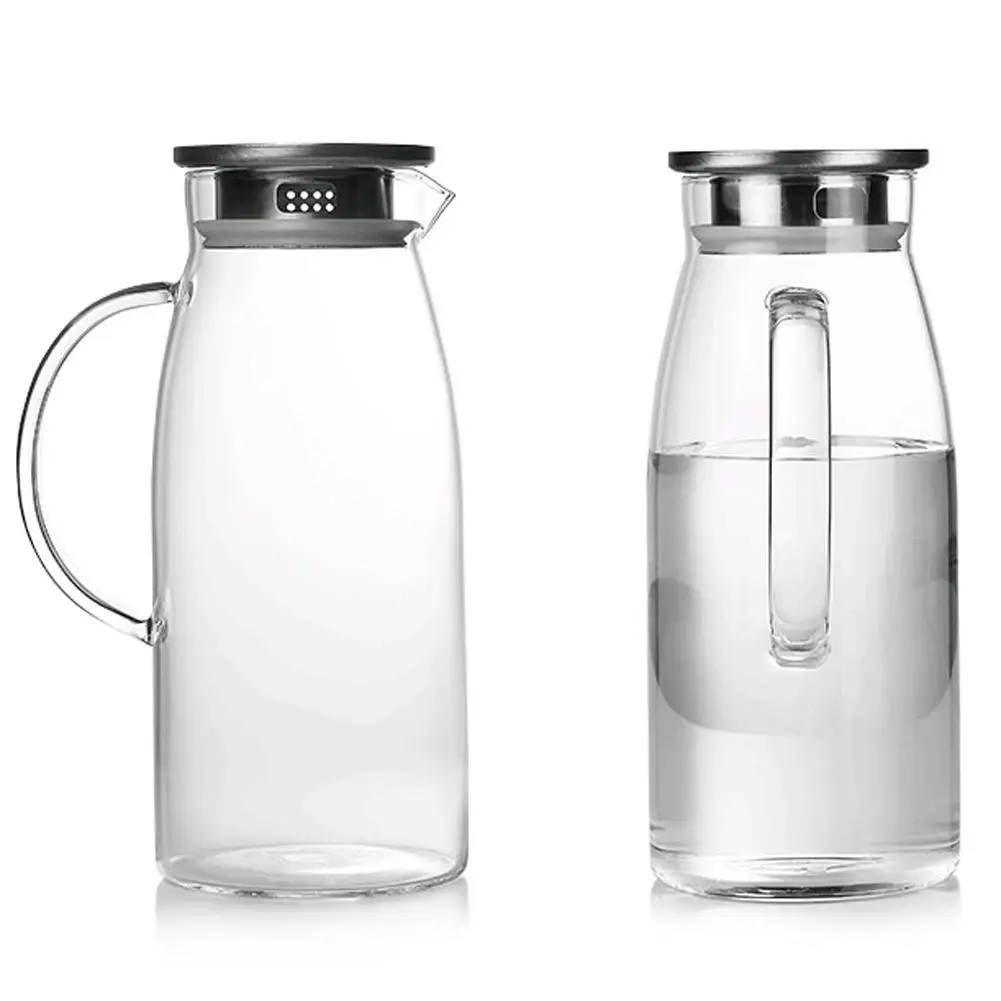 

1300/1500/2000ml Transparent Glass Pitcher Hot/Cold Water Jug Kettle Juice Container Bottle