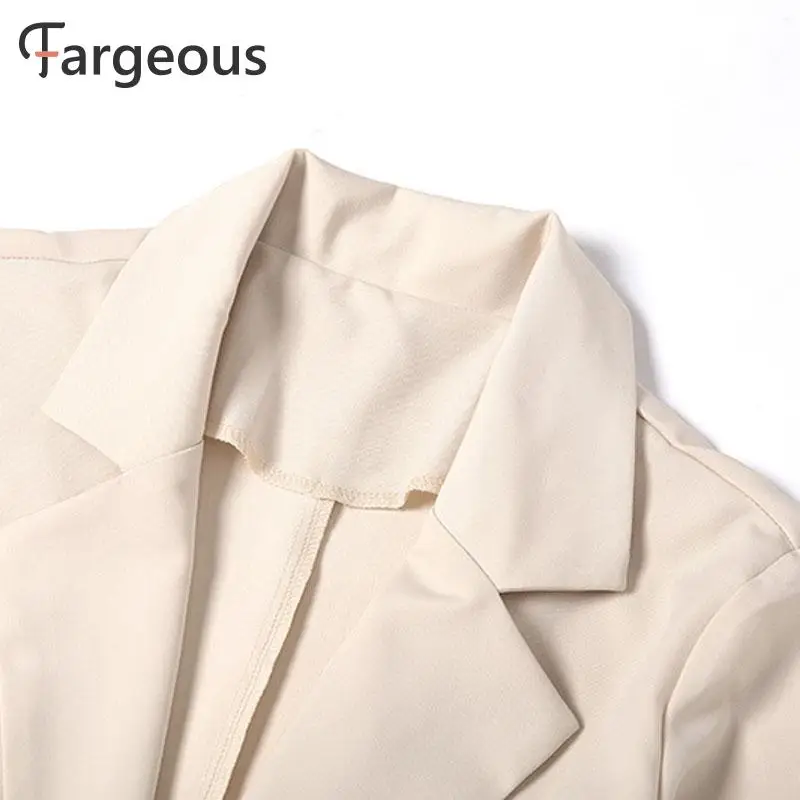 Fargeous, женская мода, однотонный Блейзер, куртки для девушек, офисные, повседневные, однобортные куртки и пальто, женская абрикосовая верхняя одежда