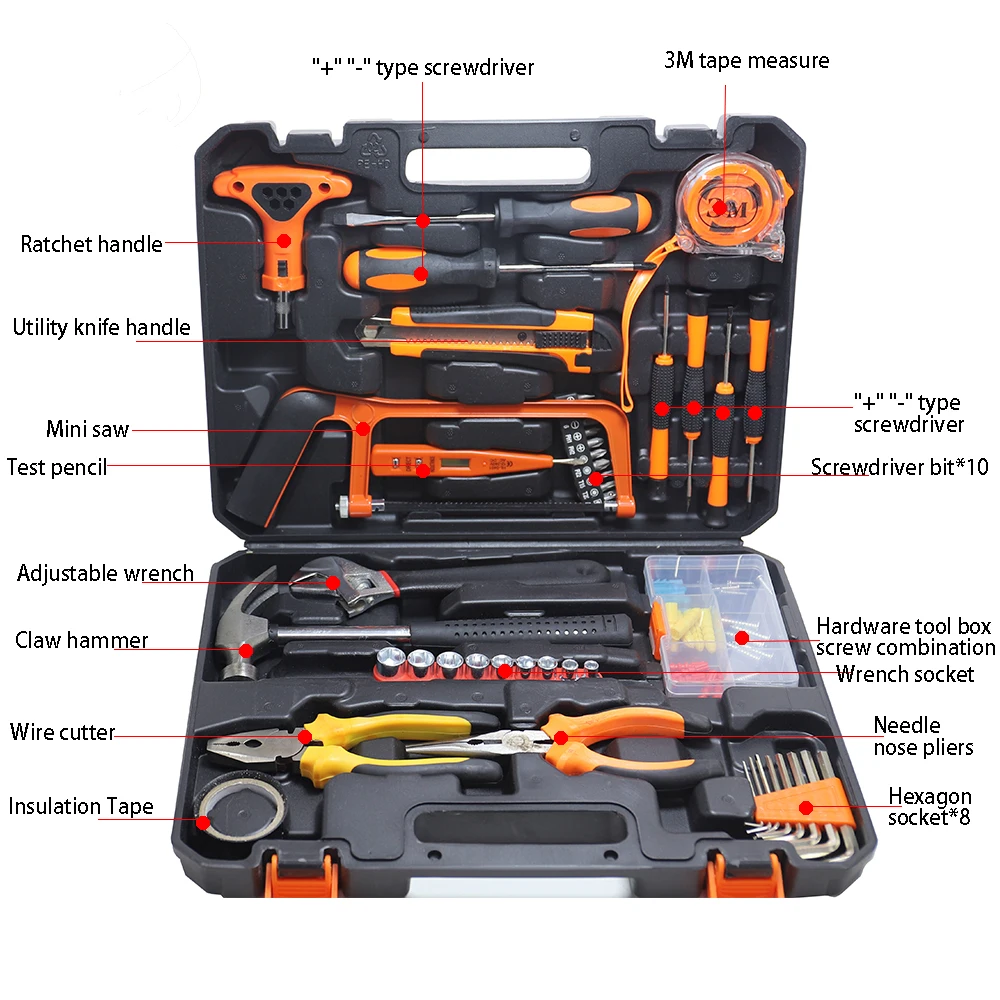 82pcs Multifunctional Household Repair Tool Kit Herramientas Key  Combination Spanner Torque Wrench Set Auto Car Hand Tools - AliExpress, image size:1000x1000