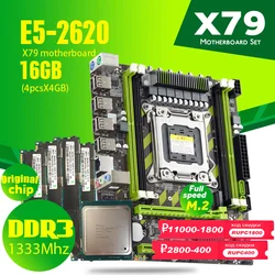 Carte mère X79G X79 avec Cpu Combo Xeon E5 2620 LGA2011, Ram DDR3 1333Mhz, 4X4 go (16 go) de Ram PC3 10600R 