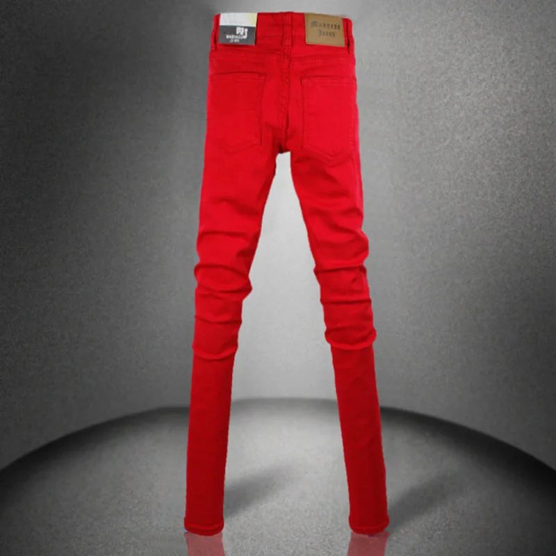 Spring autumn 2020 new Fashion Korean trendy female red stretch pants Denim jeans slim Skinny pencil pants female feet jeans photo
