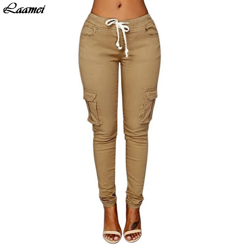 Женские узкие брюки LASPERAL повседневные однотонные карандаш со шнуровкой на талии