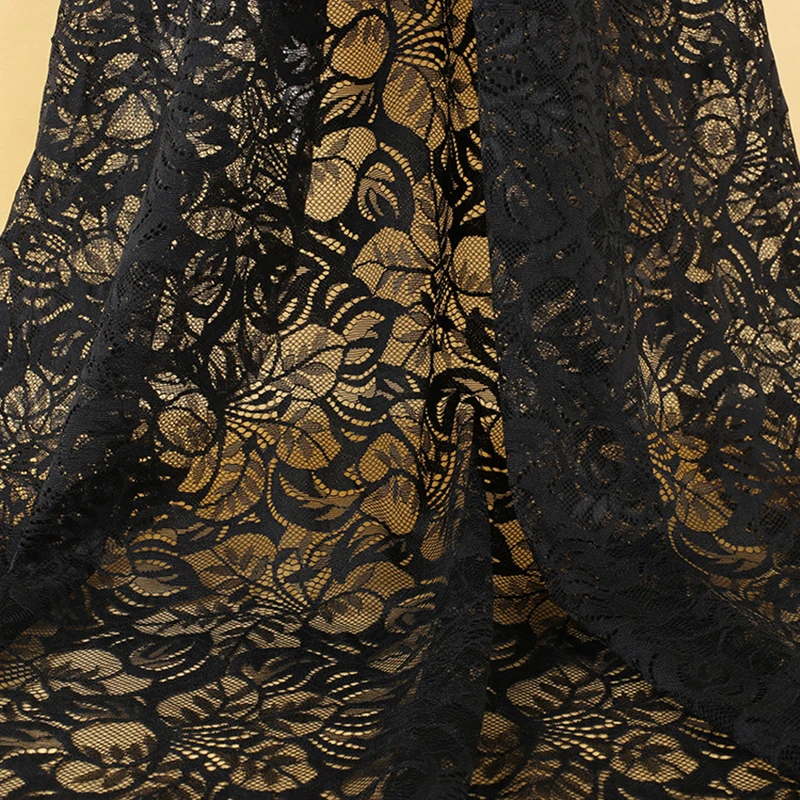 Сексуальная черная Модная трикотажная гипюровая кружевная Тюлевая ткань для