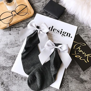 

Summer Funny Gold Silver Wire After The Heel Ribbon Big Bow Short Socks Wild Chaussette Female Herring Ankle Socks Color 1-20